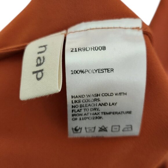 nap Loungewear Burnt Orange Flowy Pleated Midi Dress Sz. S - Picture 5 of 9